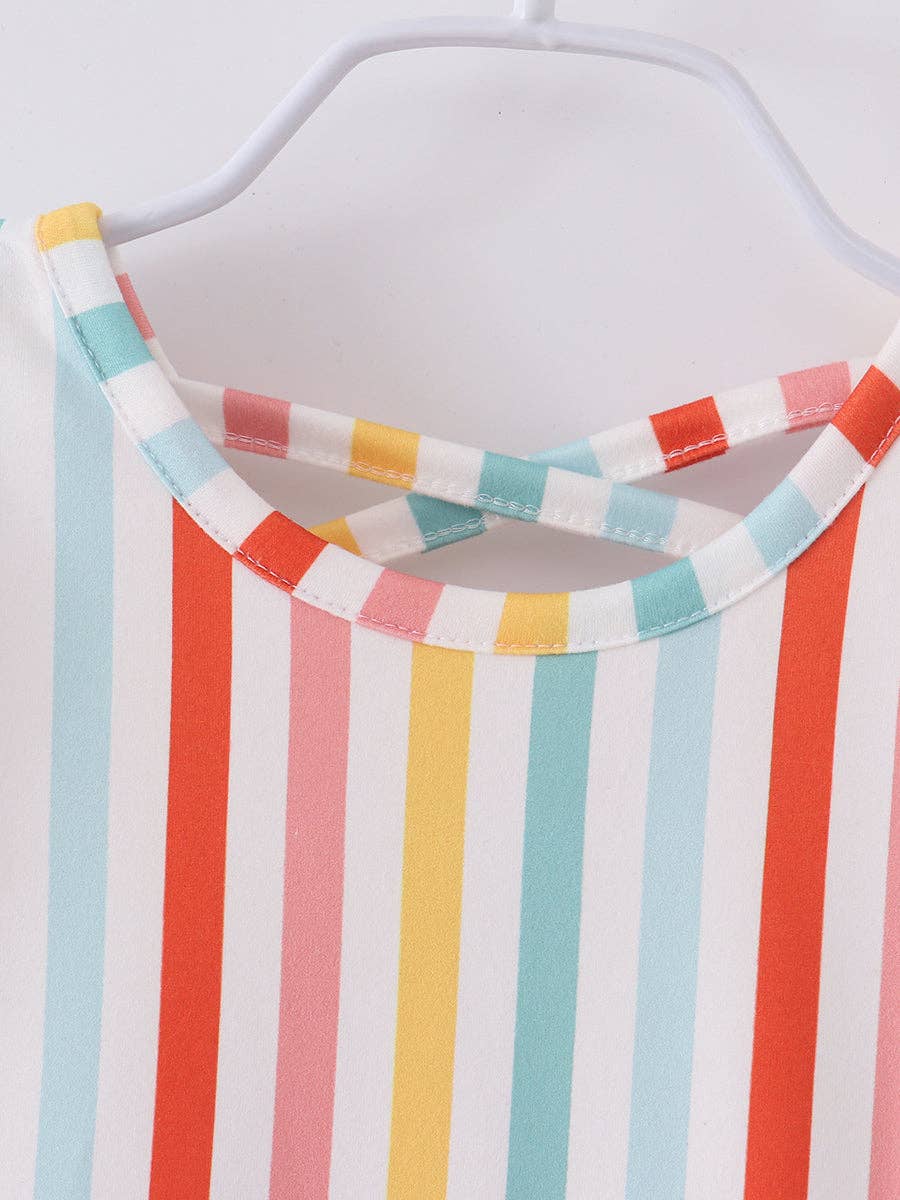 Orange Blue Stripe Girl Dress