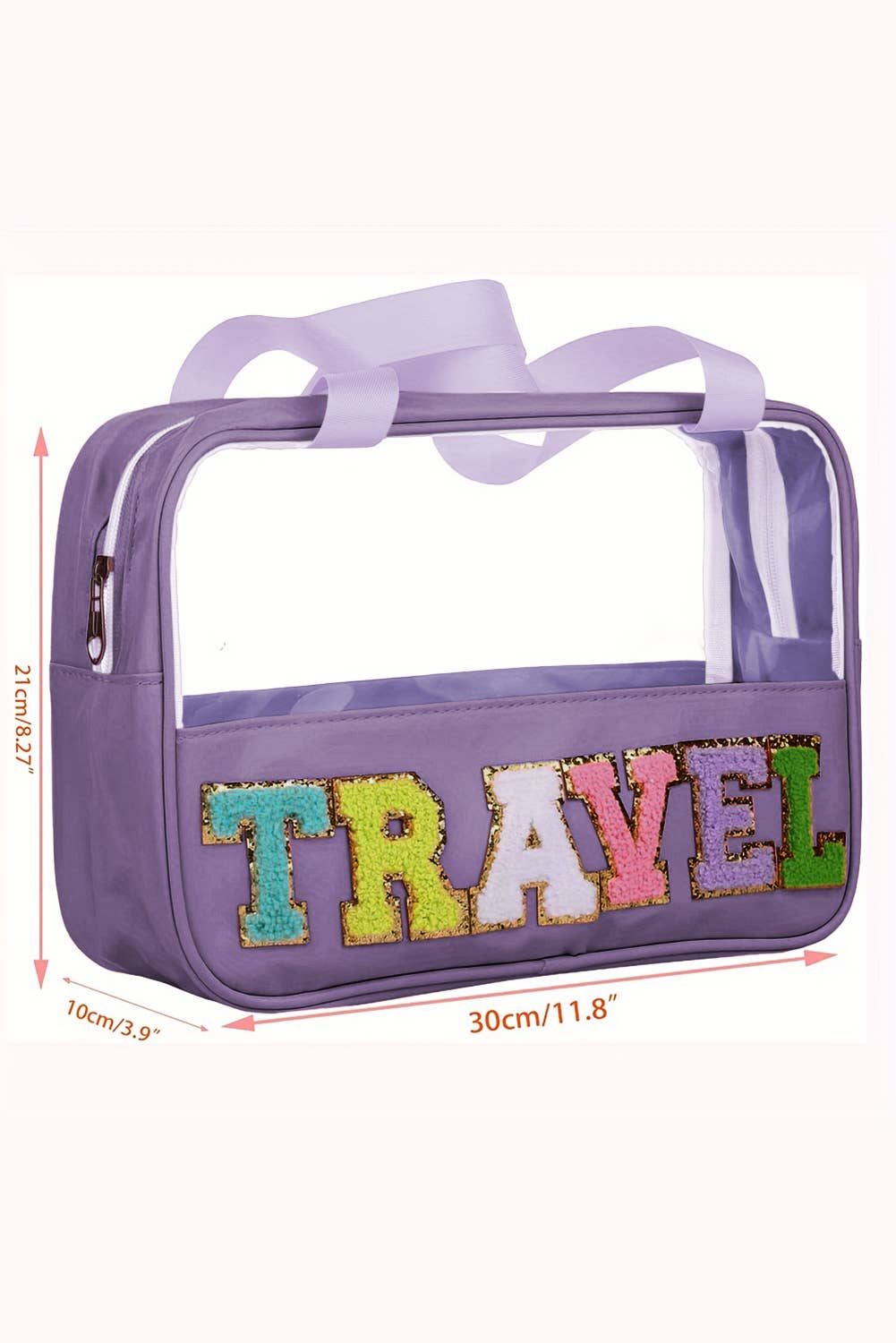 TRAVEL Chenille Letter Clear Makeup Bag