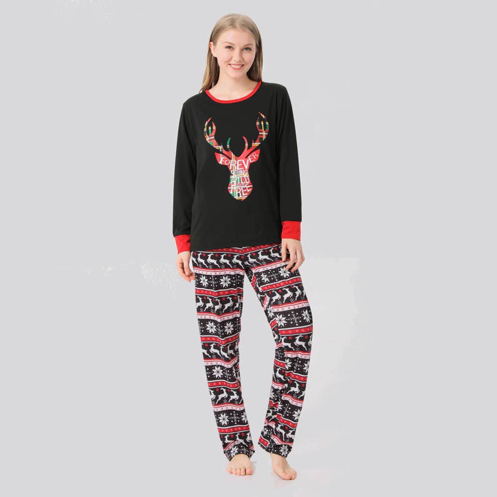 Deer/Snowflake Print Family Christmas Pajamas