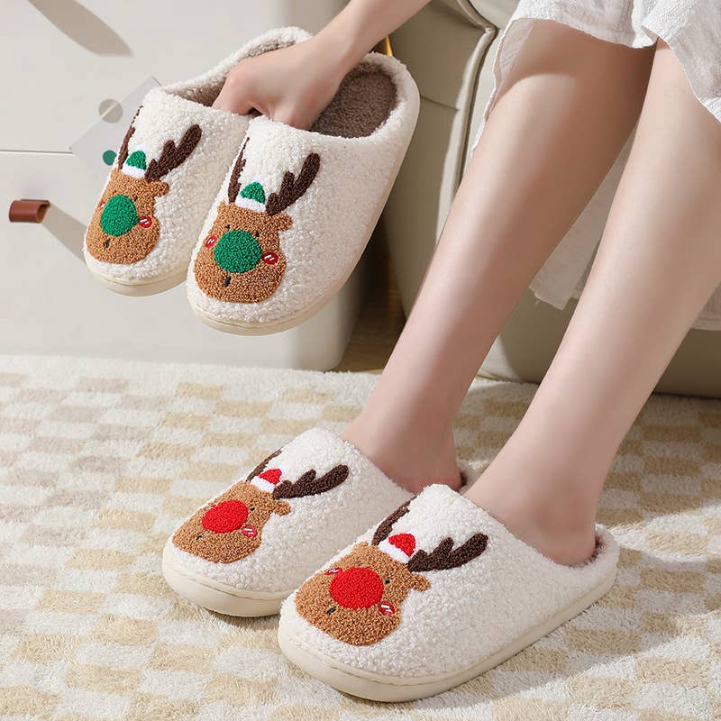 Christmas Elk Santas Reindeer Cozy Warm Slipper