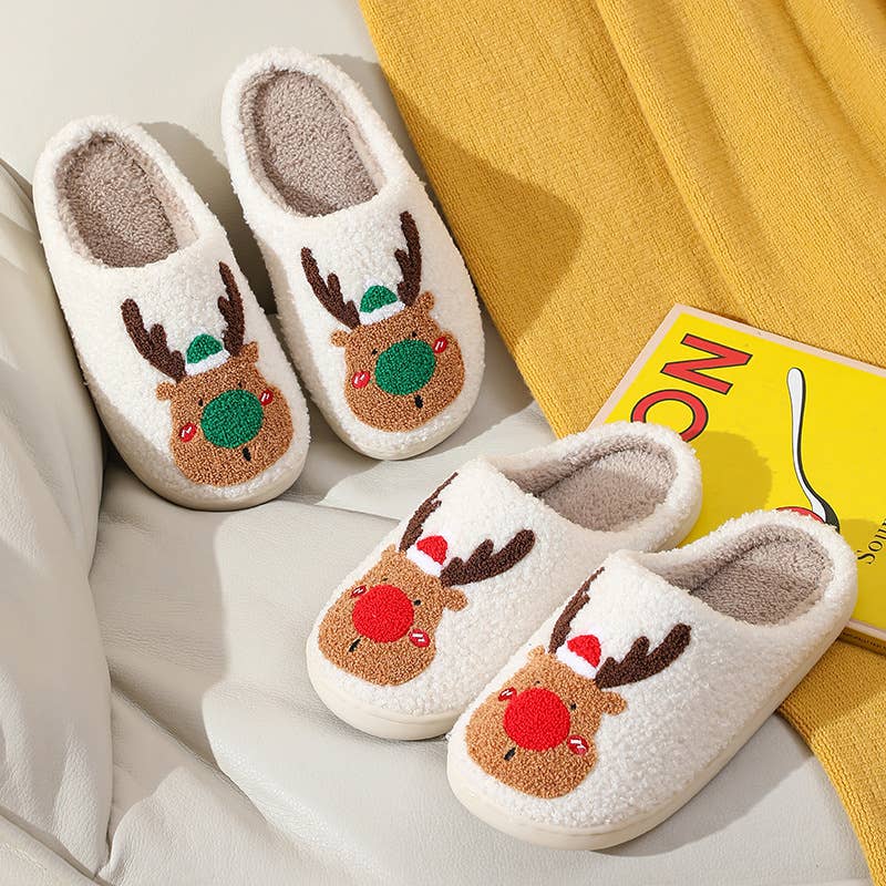 Christmas Elk Santas Reindeer Cozy Warm Slipper