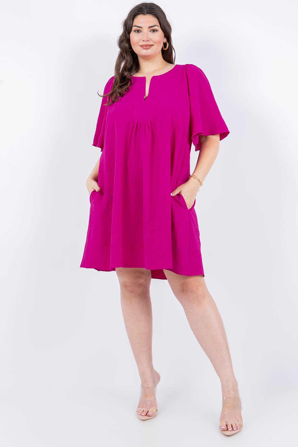 Plus Size Short Sleeve V-neck Dress