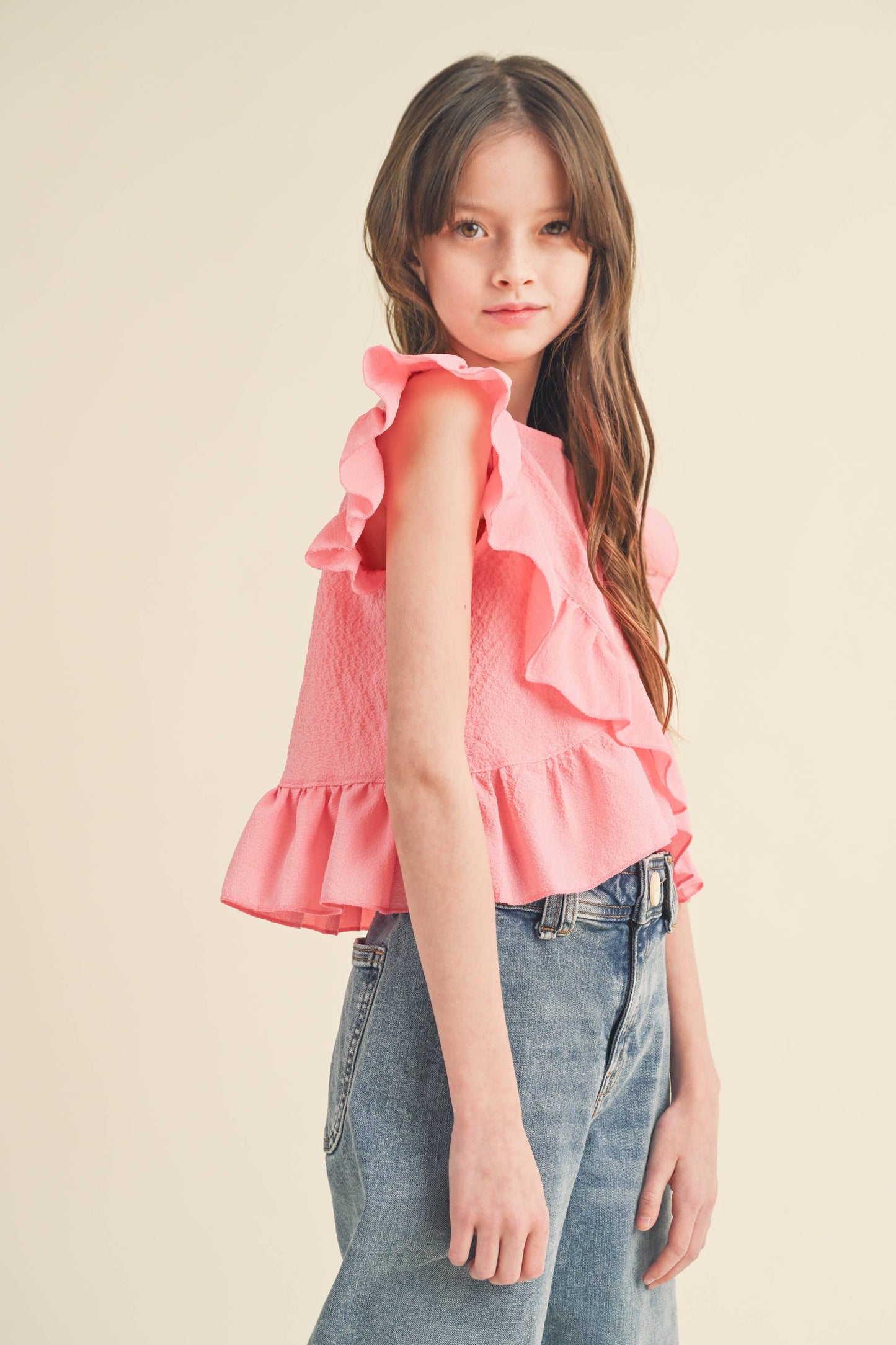 TWEEN GIRLS ASYMMETRICAL SLEEVELESS TOP