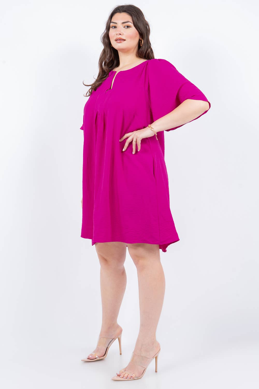 Plus Size Short Sleeve V-neck Dress