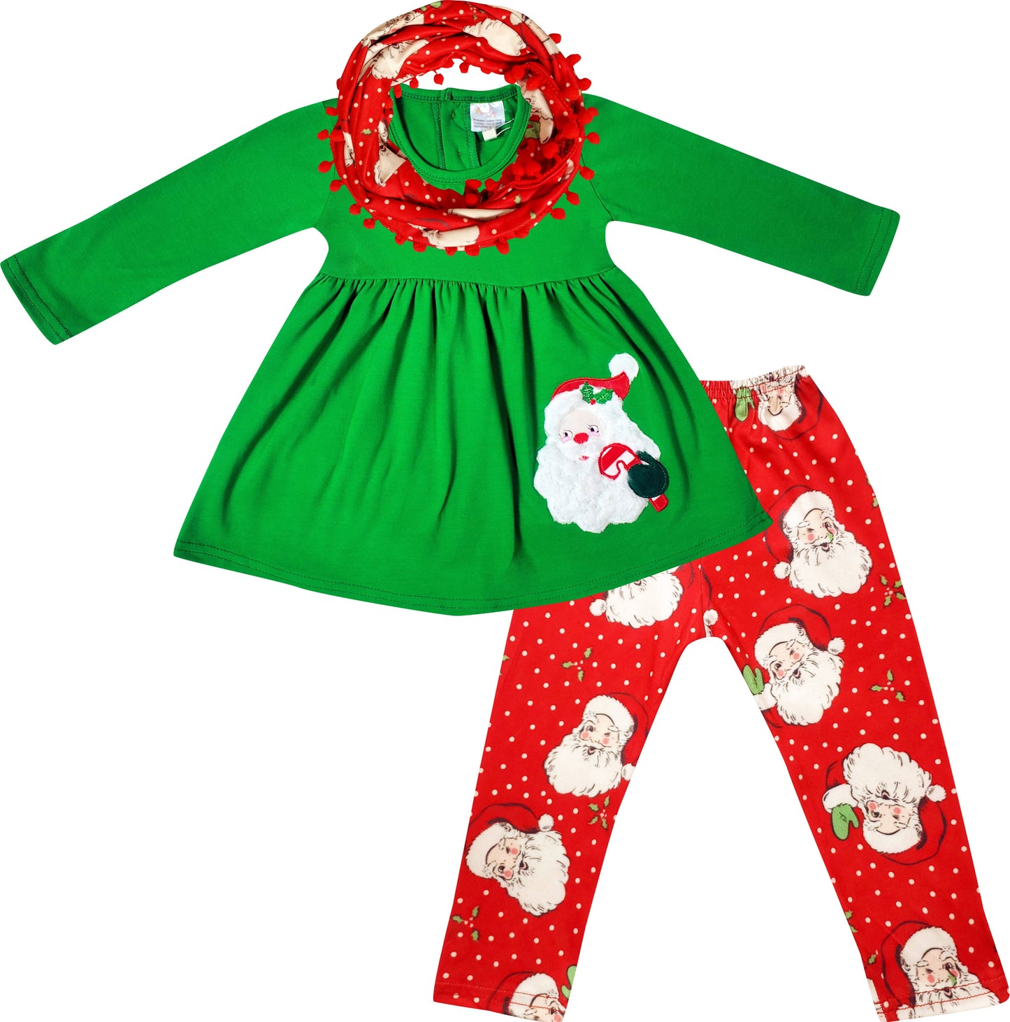 Girls Christmas SANTA Scarf Outfit