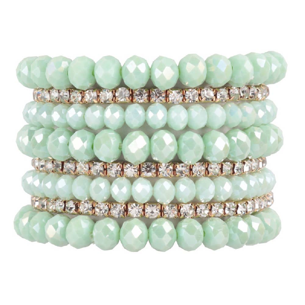 Rhinestone Beads Stackable Bracelet Set