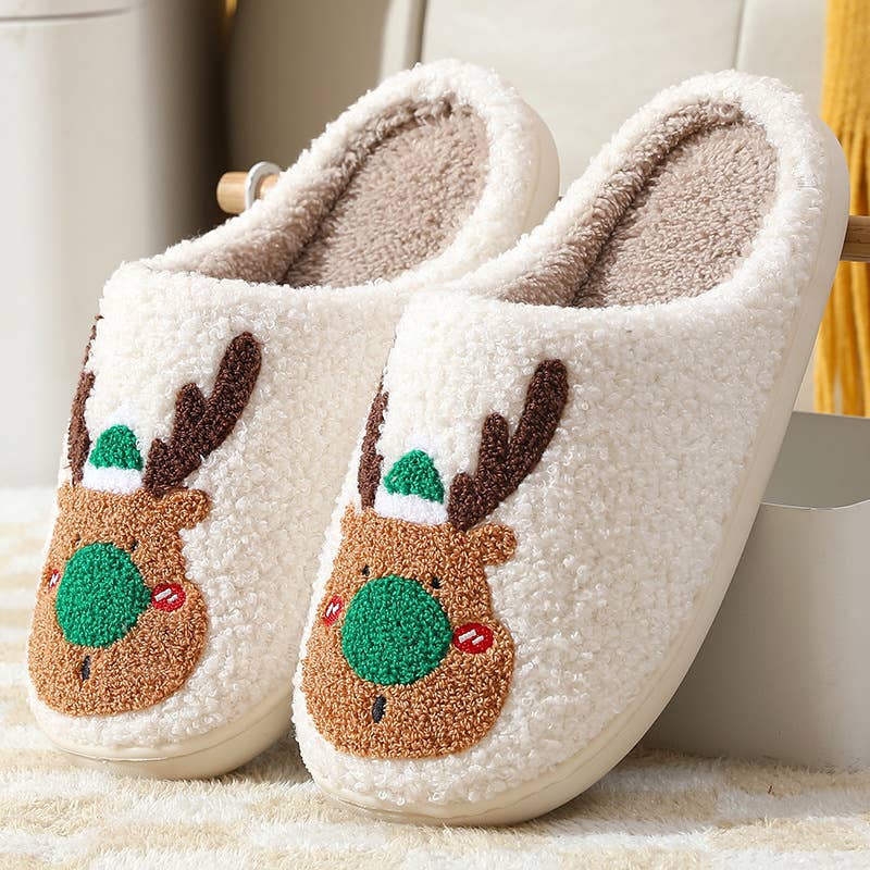 Christmas Elk Santas Reindeer Cozy Warm Slipper