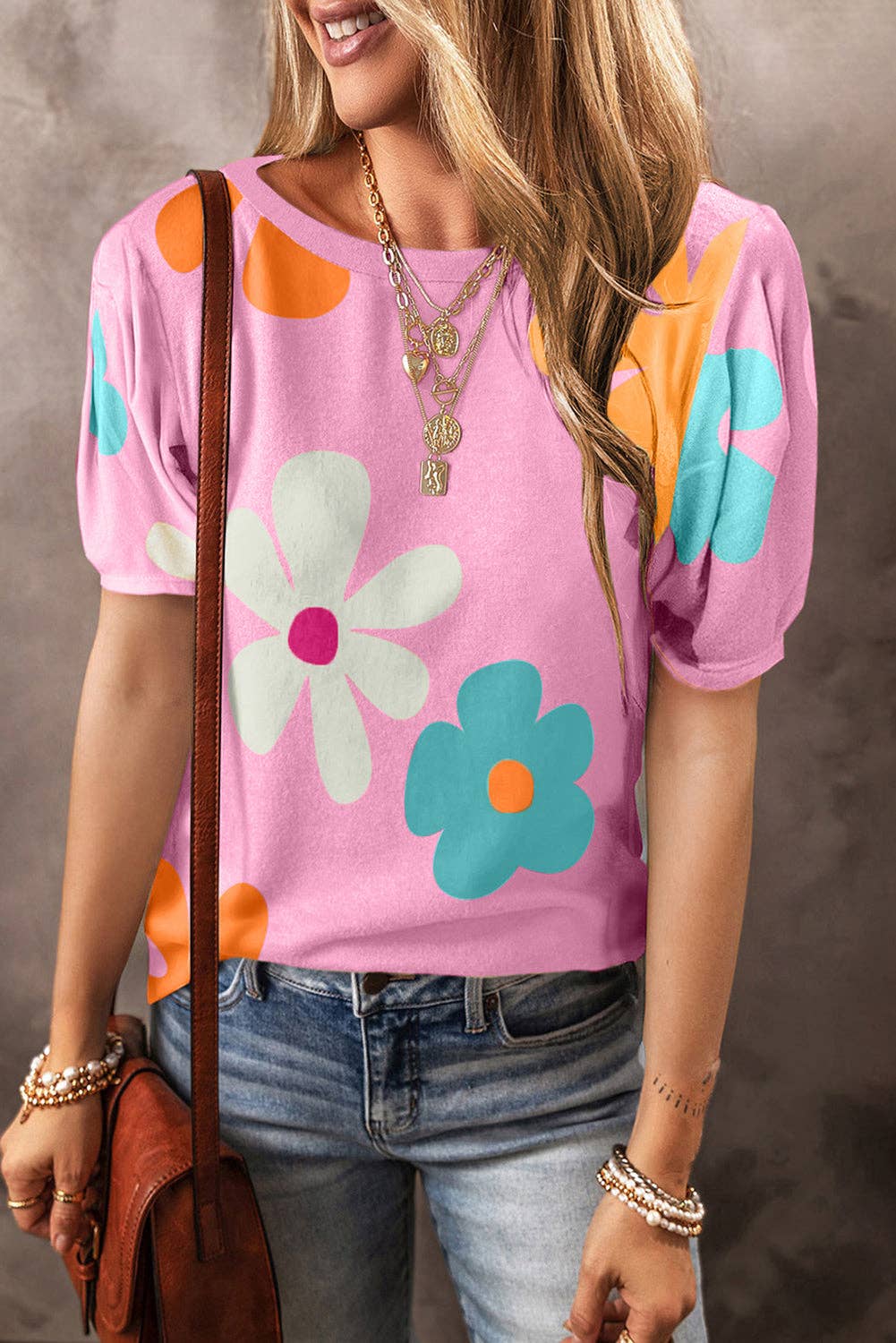 Floral Bubble Sleeve Tee