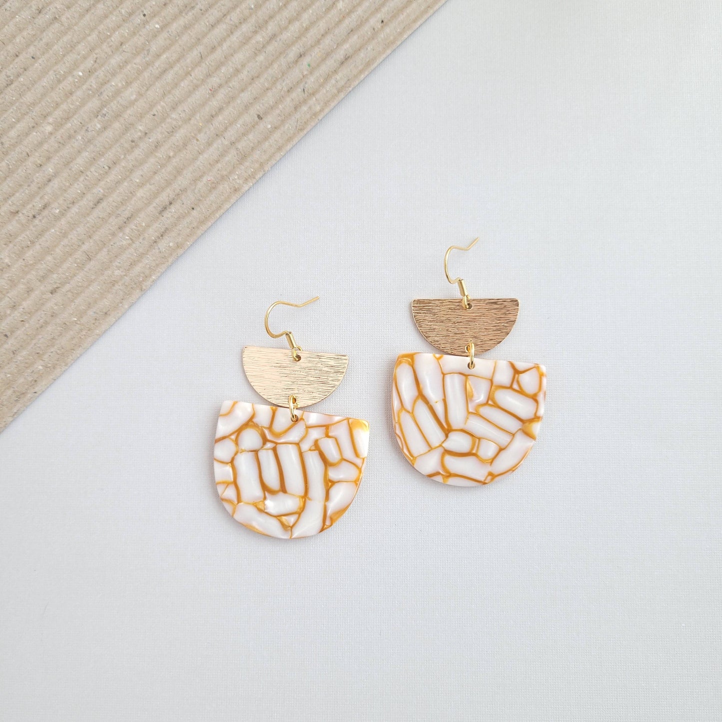 Harper Earrings - Pumpkin Spice / Gold Statement Earring