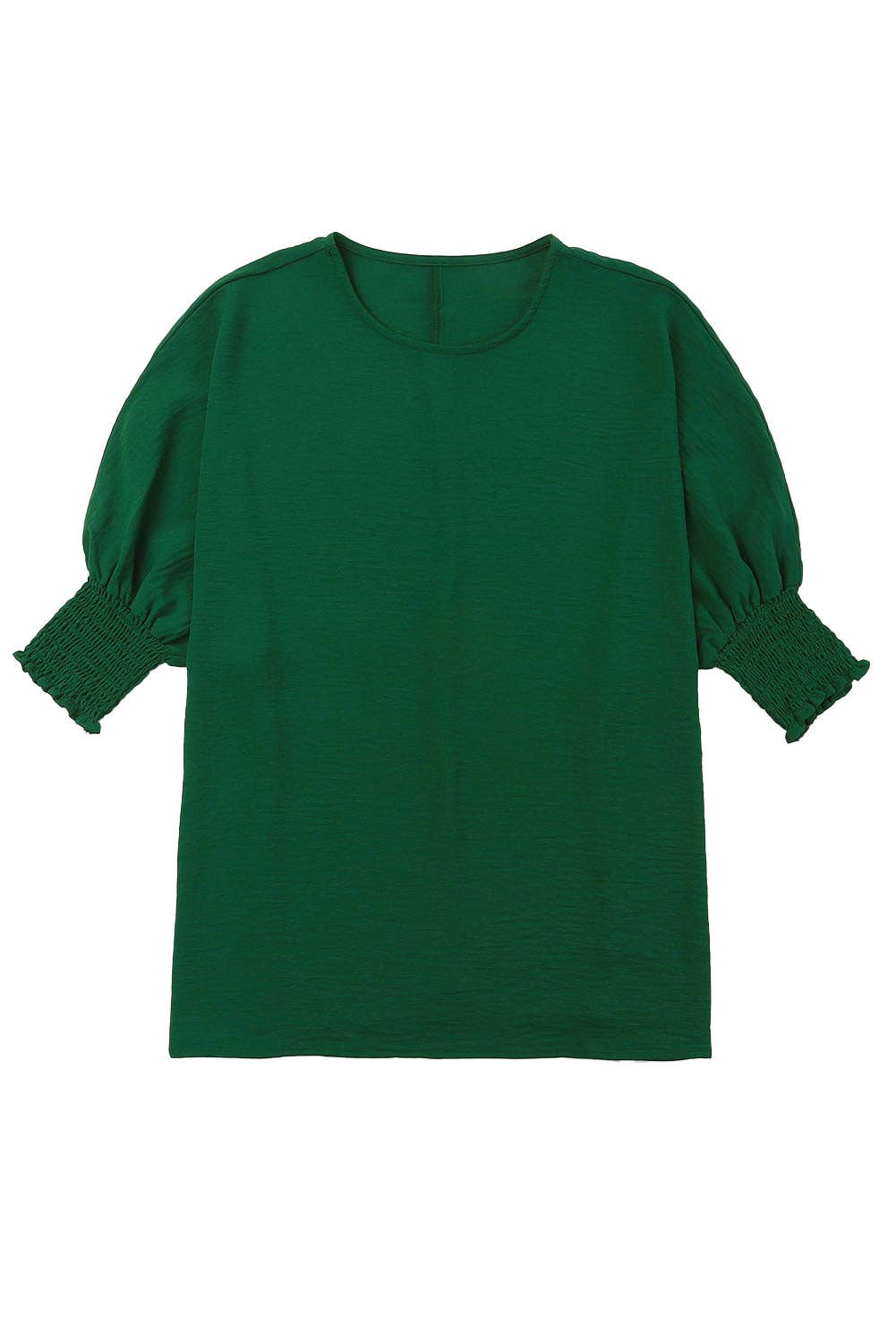 Smocked Wrist Shift Top - Green