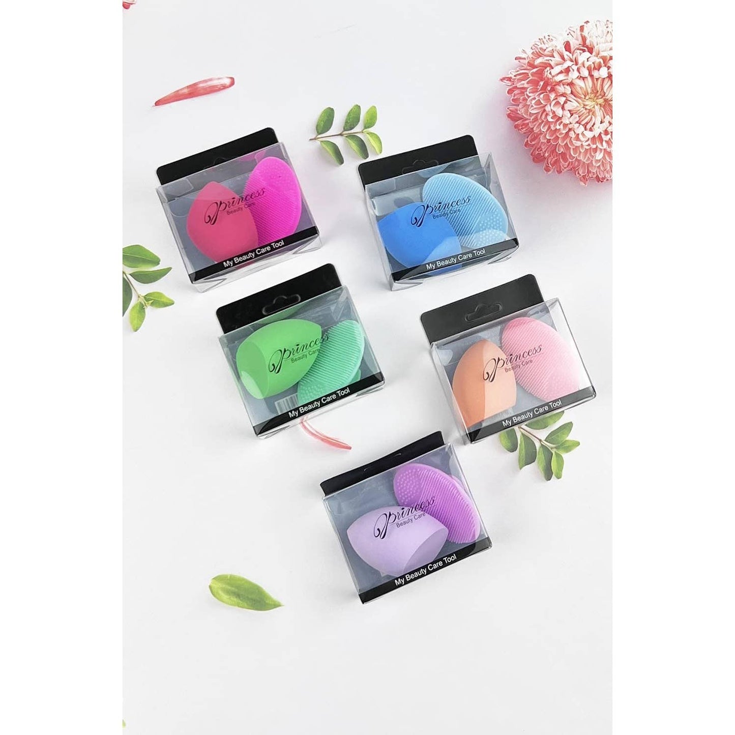 Silicone Facial Scrub Brush & Makeup Sponge Set