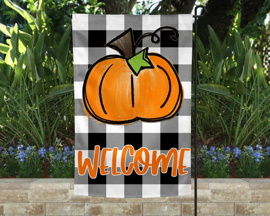 Garden Flag - Welcome Pumpkin & Buffalo Plaid