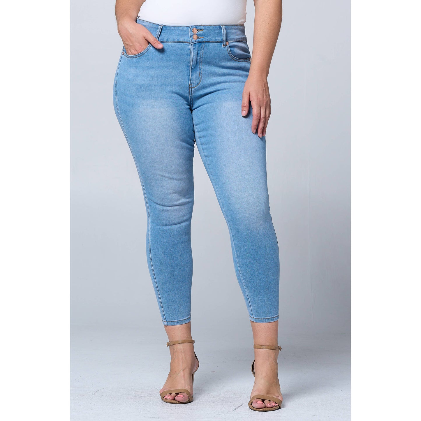 Plus Size Tummy Tuck Butt Lift Skinny Jean - Medium Blue