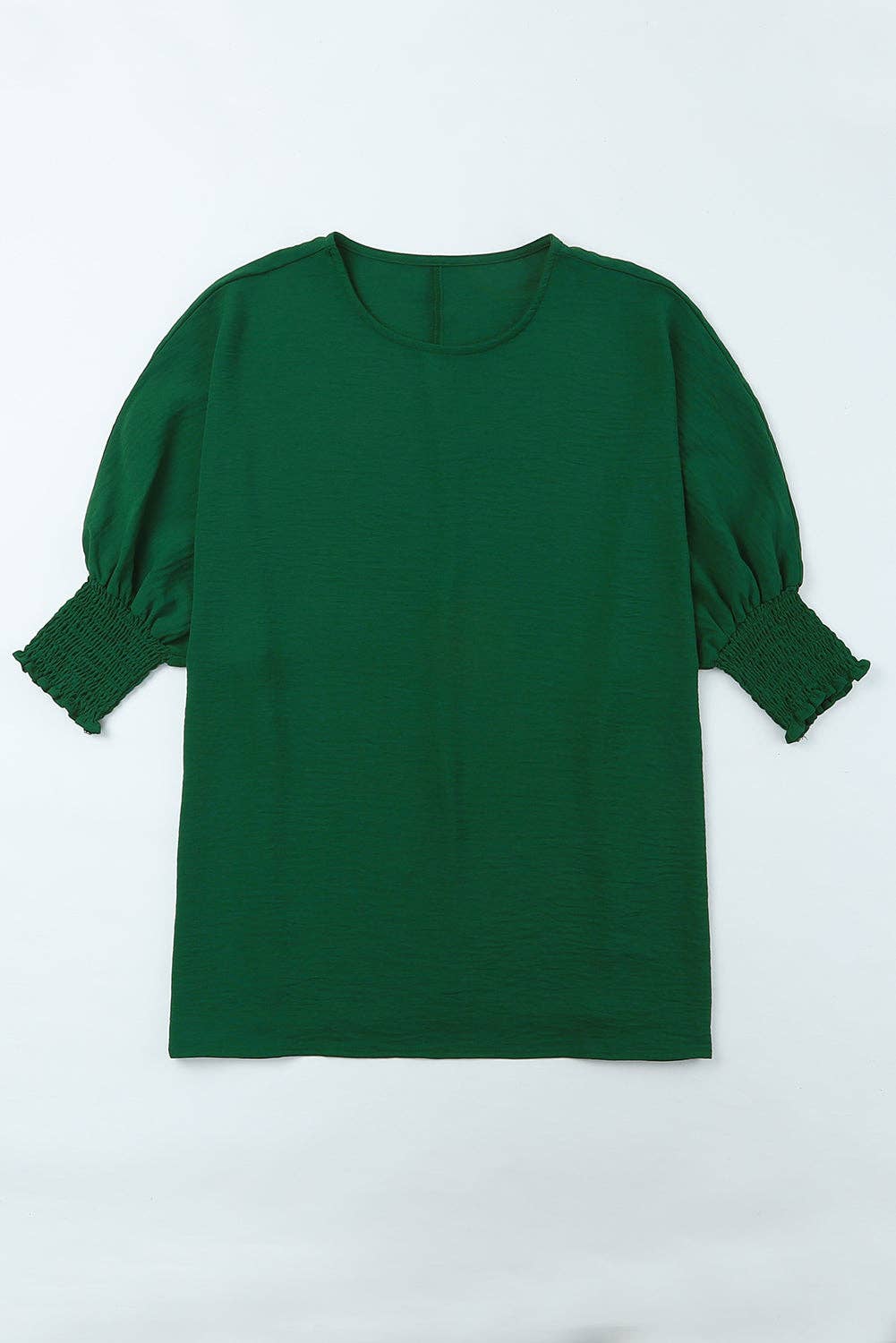 Smocked Wrist Shift Top - Green