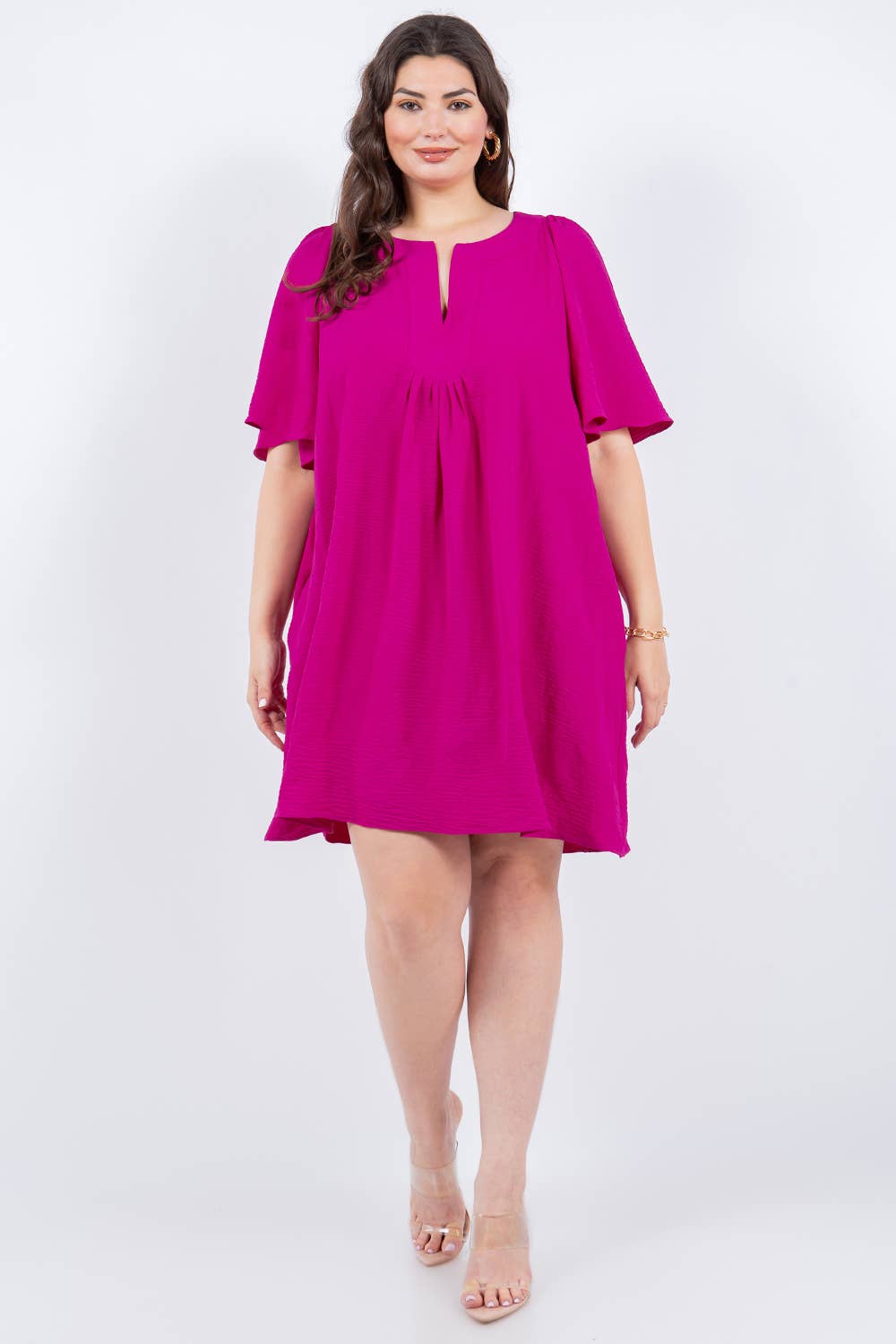 Plus Size Short Sleeve V-neck Dress