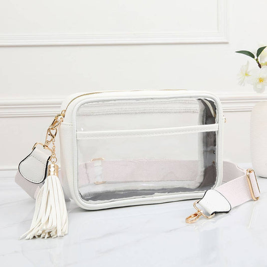 Solid Color Outlined Clear Crossbody Bag