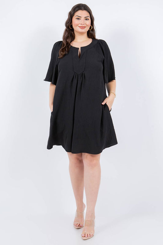 Plus Size Short Sleeve V-neck Dress