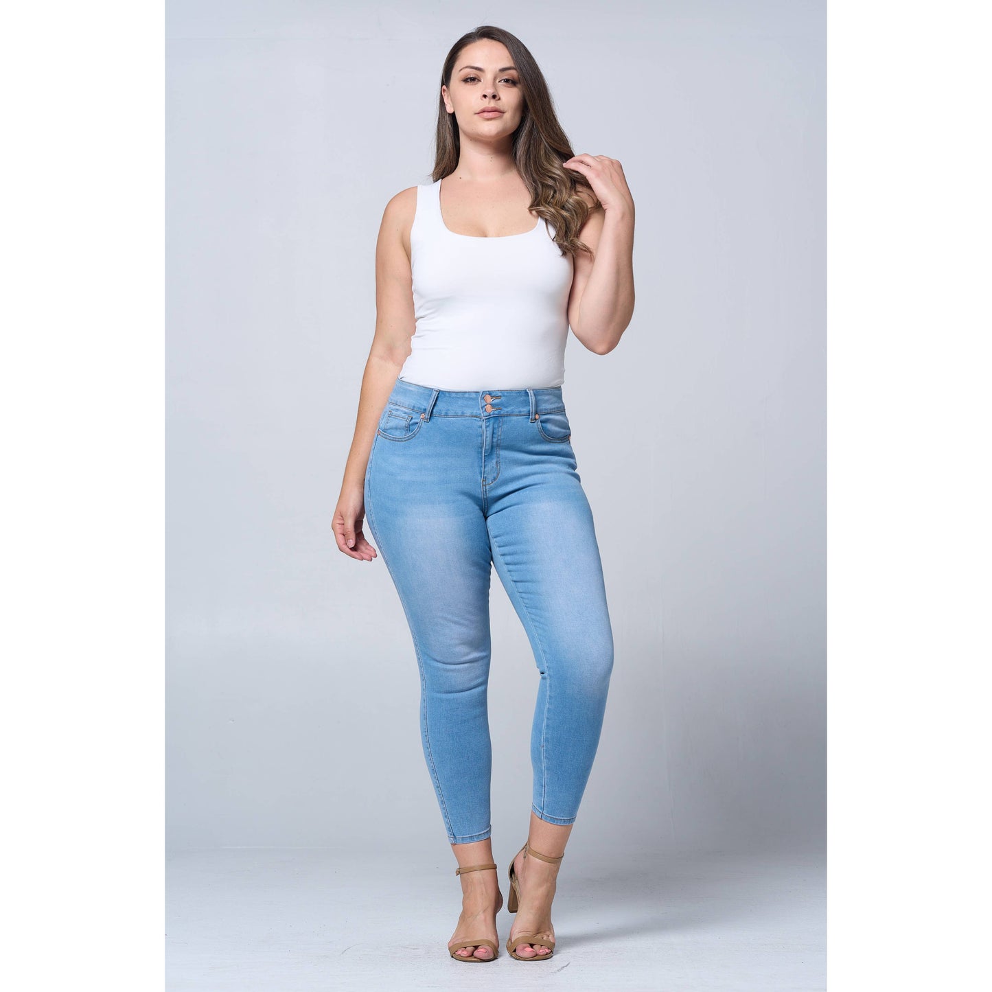 Plus Size Tummy Tuck Butt Lift Skinny Jean - Medium Blue