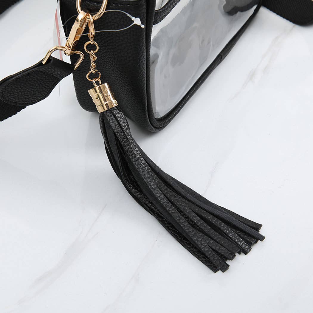 Solid Color Outlined Clear Crossbody Bag