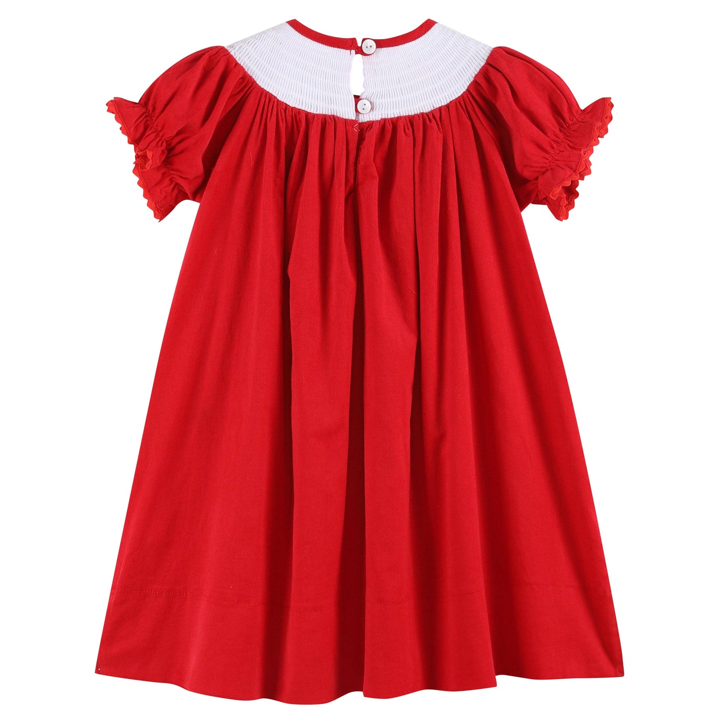 Red Velour Christmas Smocked Bishop Dress