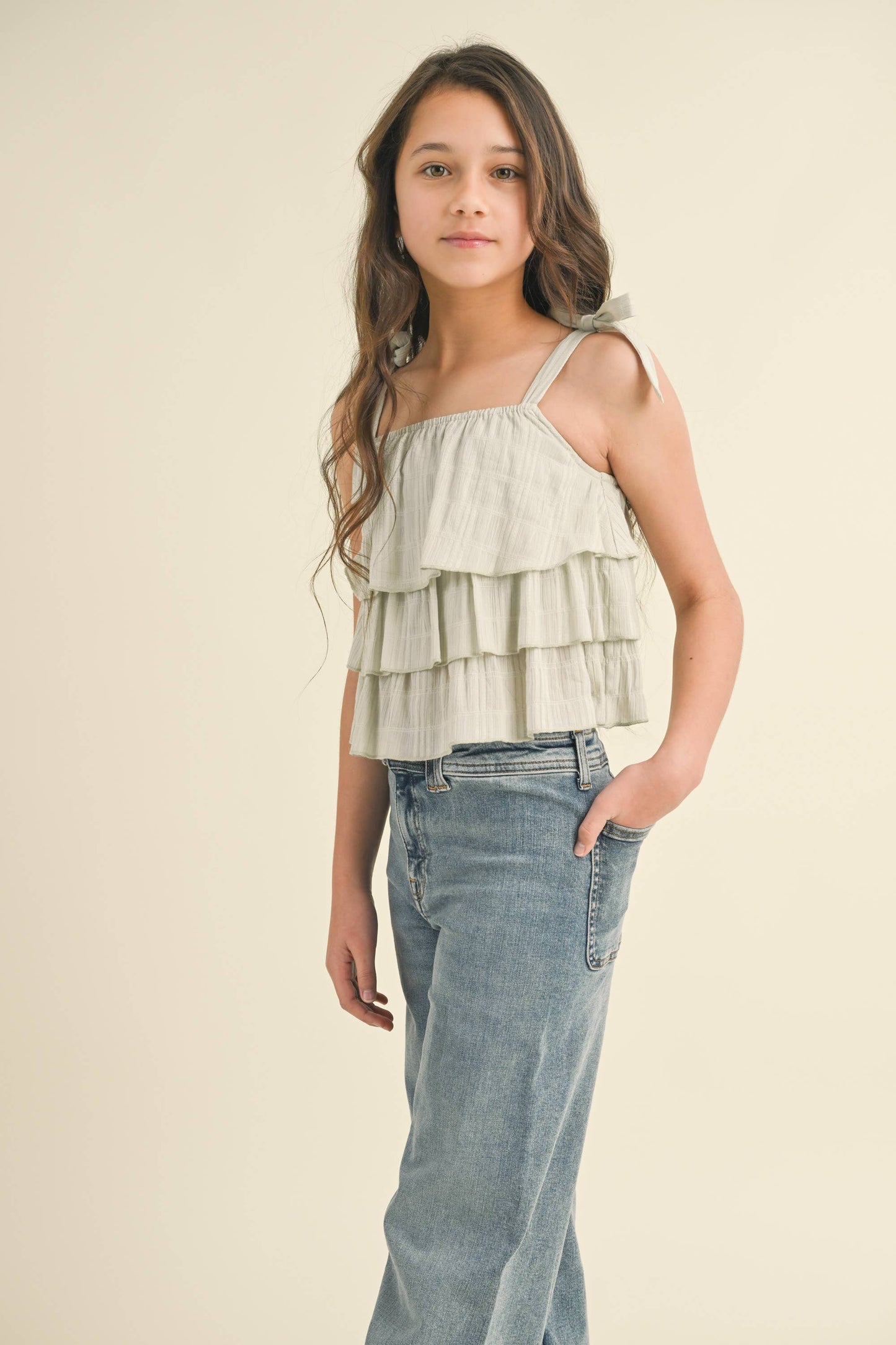 TWEEN GIRLS SLEEVELESS TIERED TOP