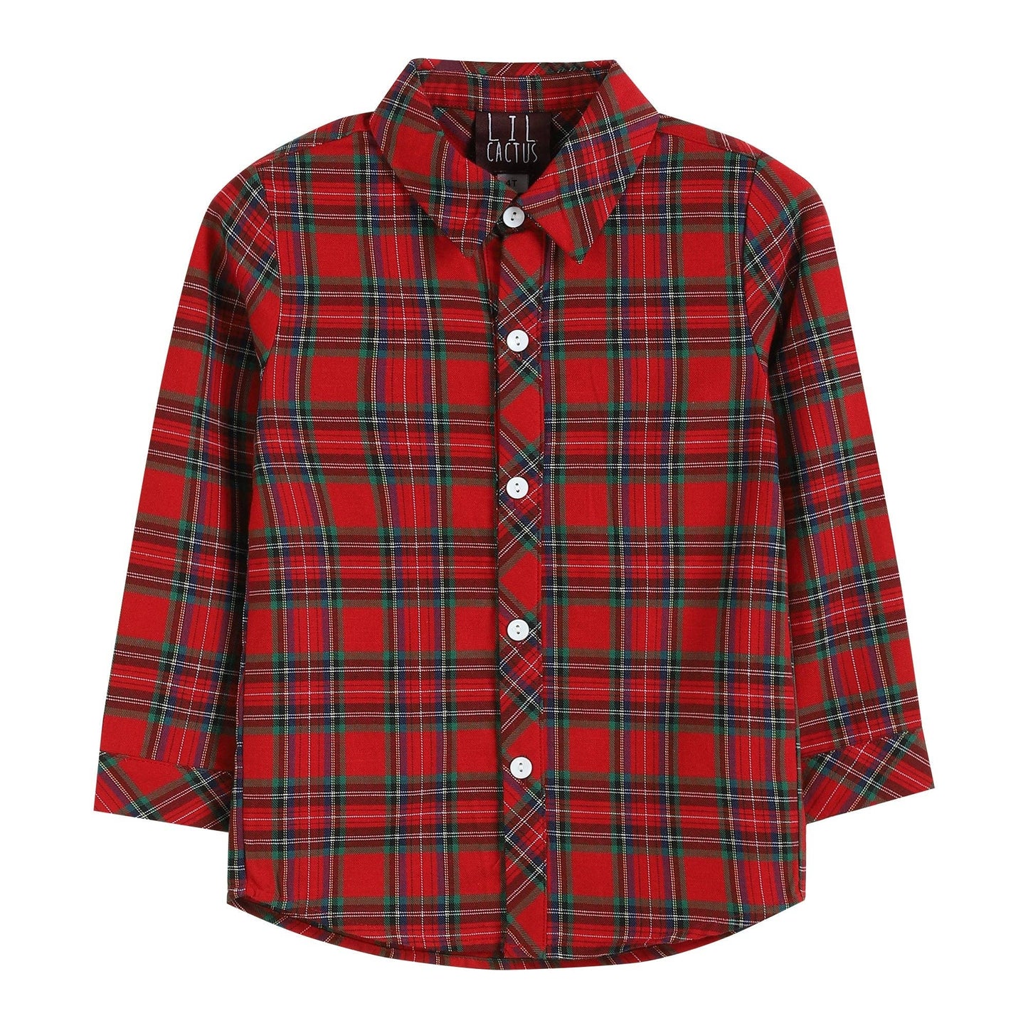 Long Sleeve Plaid Boys Button-Up Dress Shirt