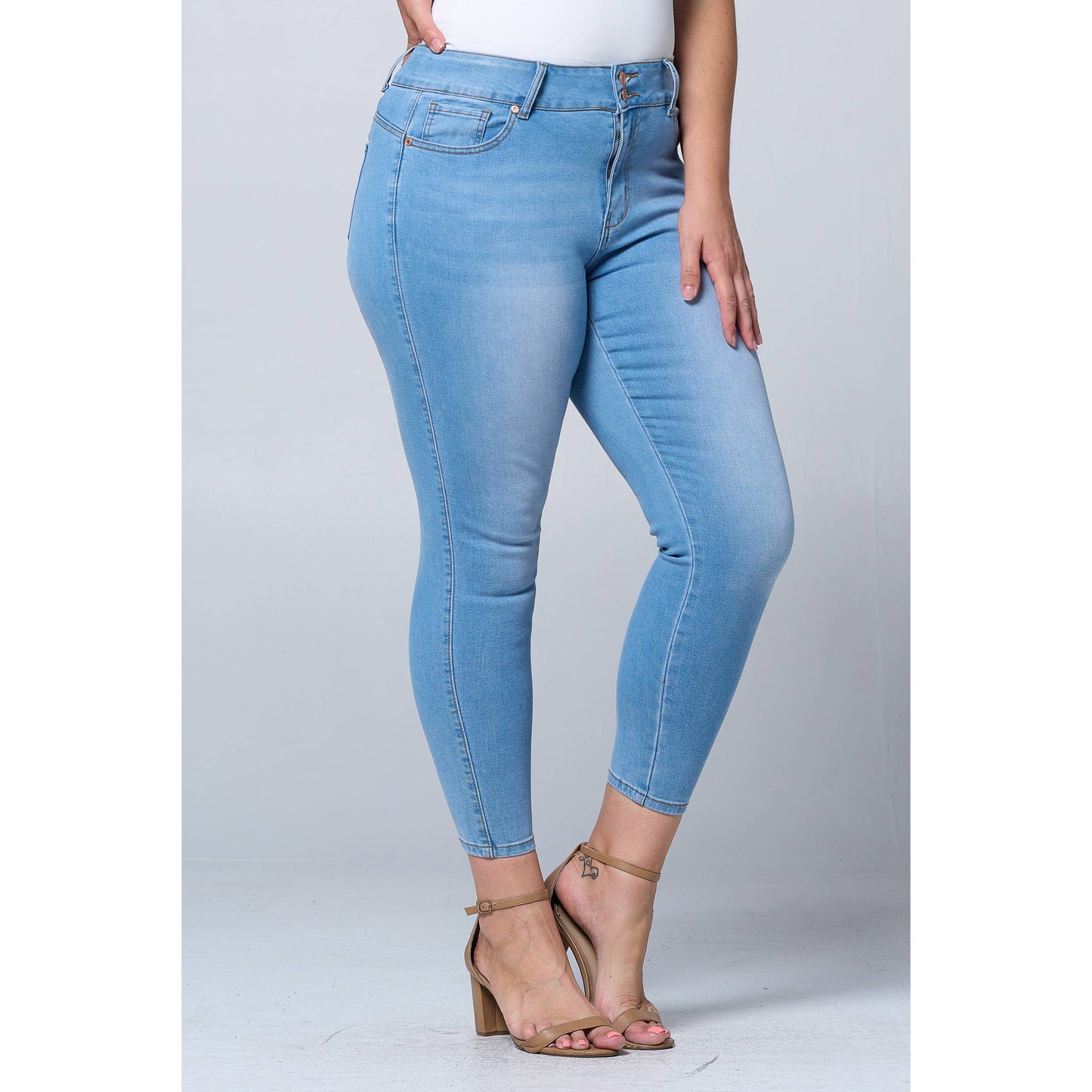 Plus Size Tummy Tuck Butt Lift Skinny Jean - Medium Blue