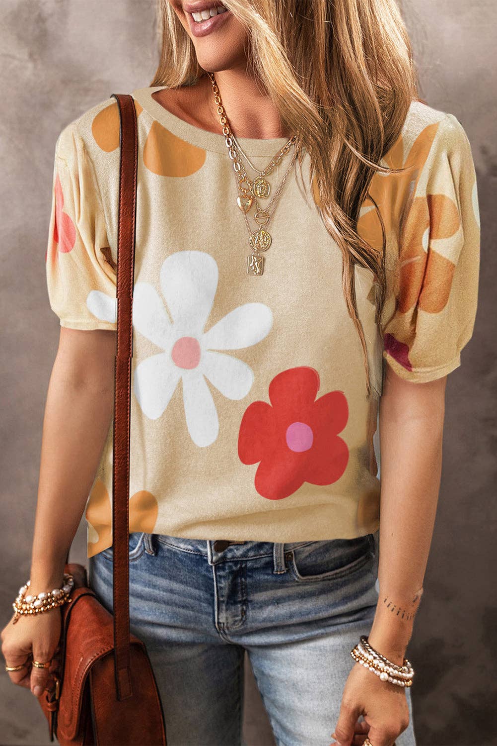 Floral Bubble Sleeve Tee