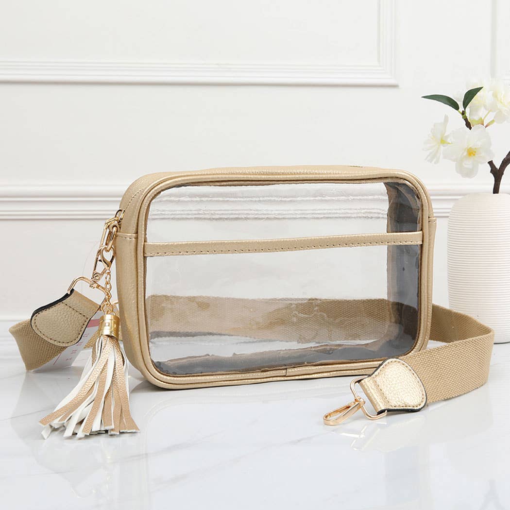 Solid Color Outlined Clear Crossbody Bag