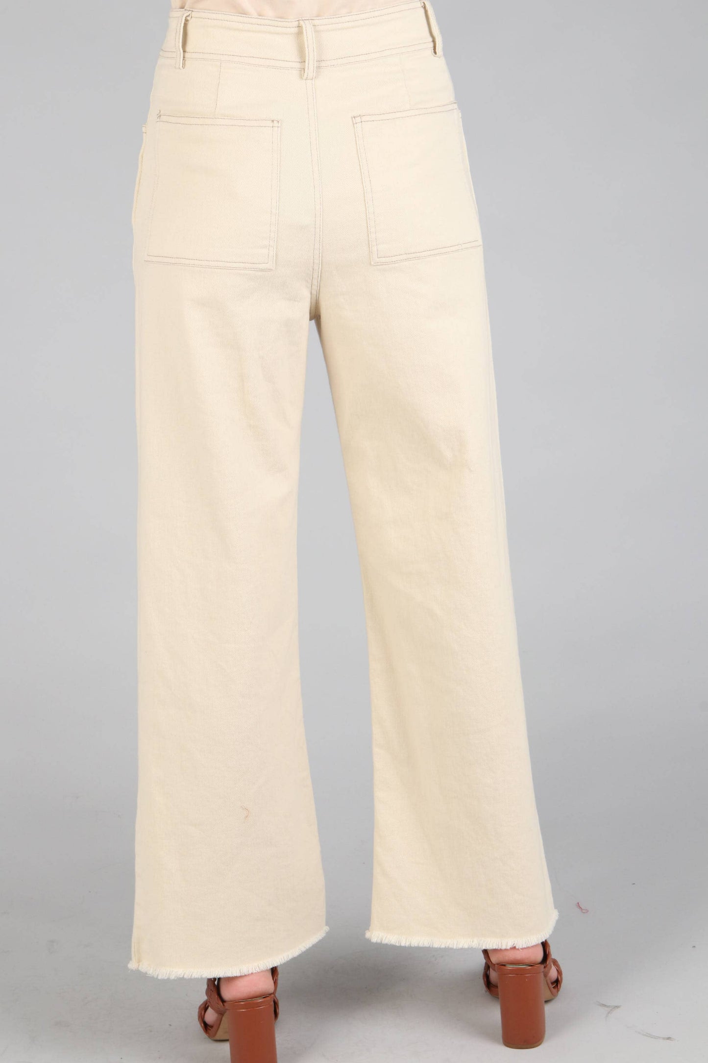 Stretchy Solid Button Pants/Jeans