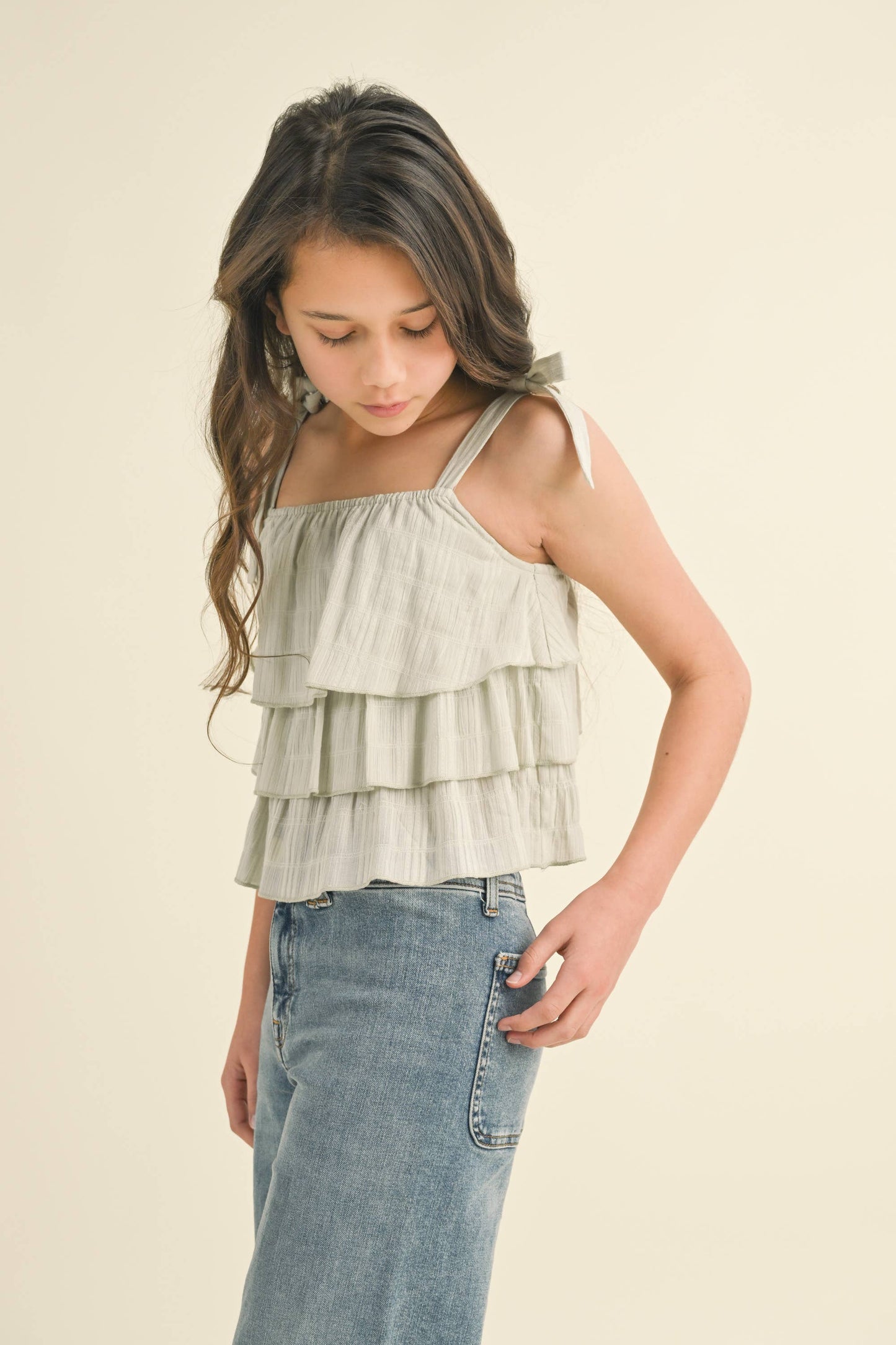 TWEEN GIRLS SLEEVELESS TIERED TOP