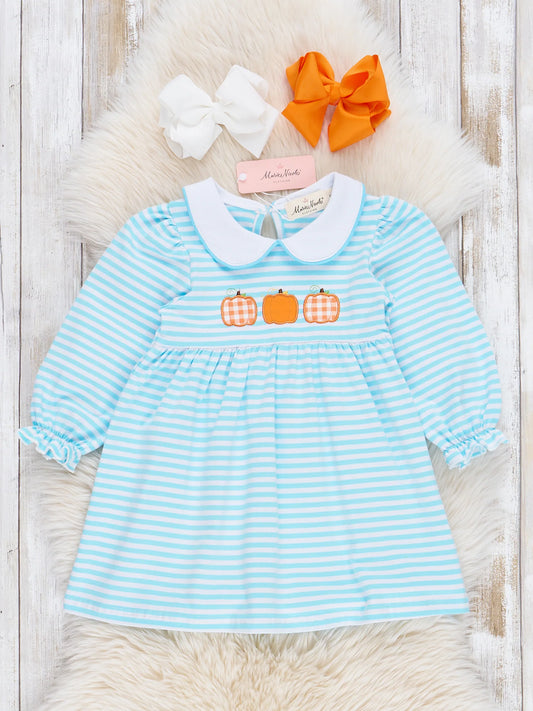 Blue Striped Vintage Pumpkin Dress