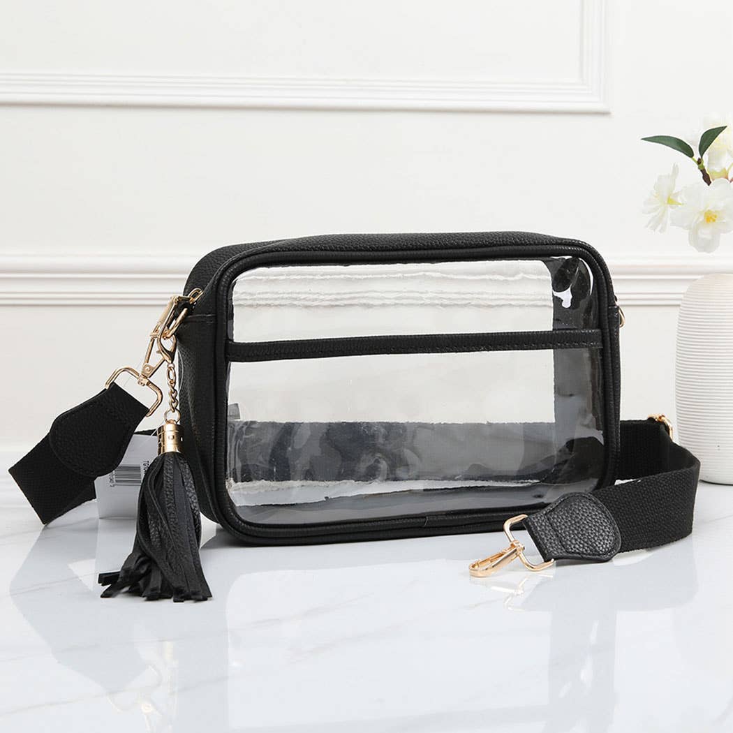 Solid Color Outlined Clear Crossbody Bag