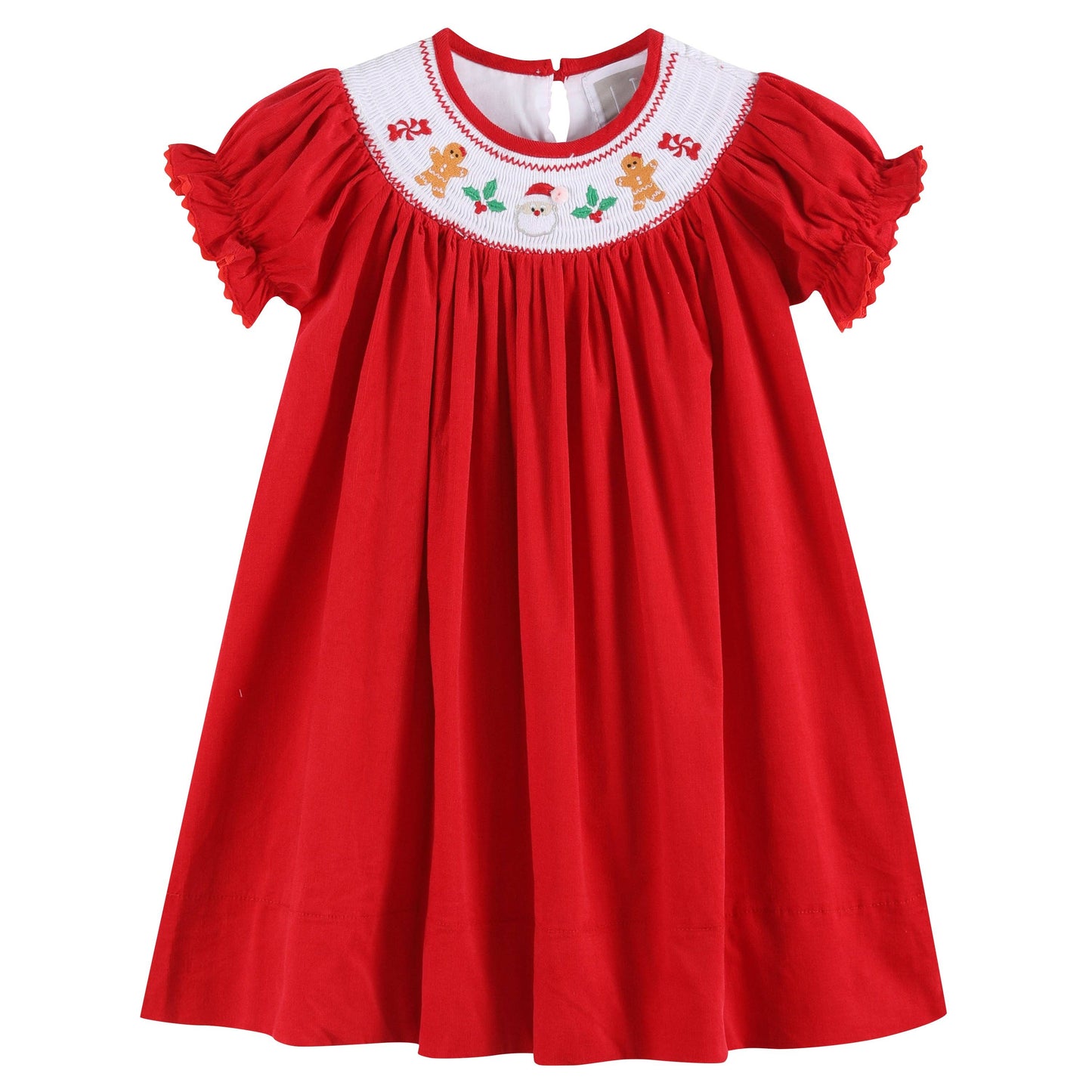 Red Velour Christmas Smocked Bishop Dress