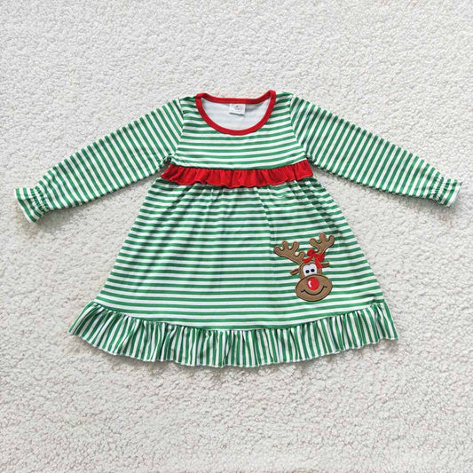 Girls Christmas Deer Knee Length Dresses