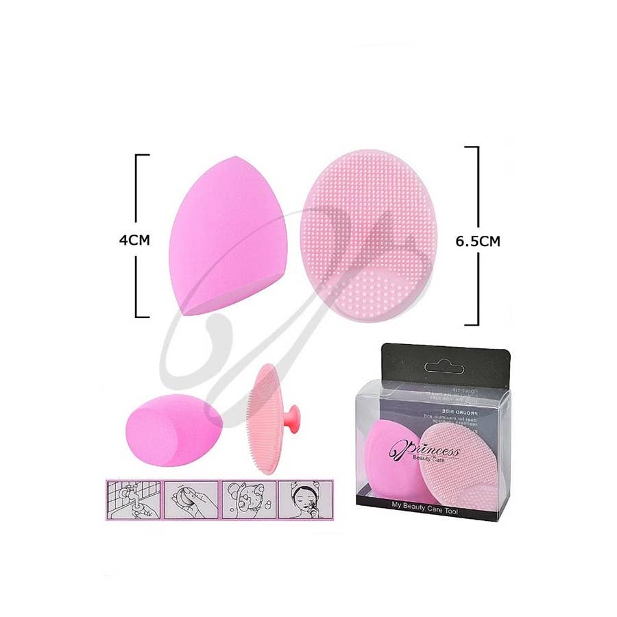 Silicone Facial Scrub Brush & Makeup Sponge Set