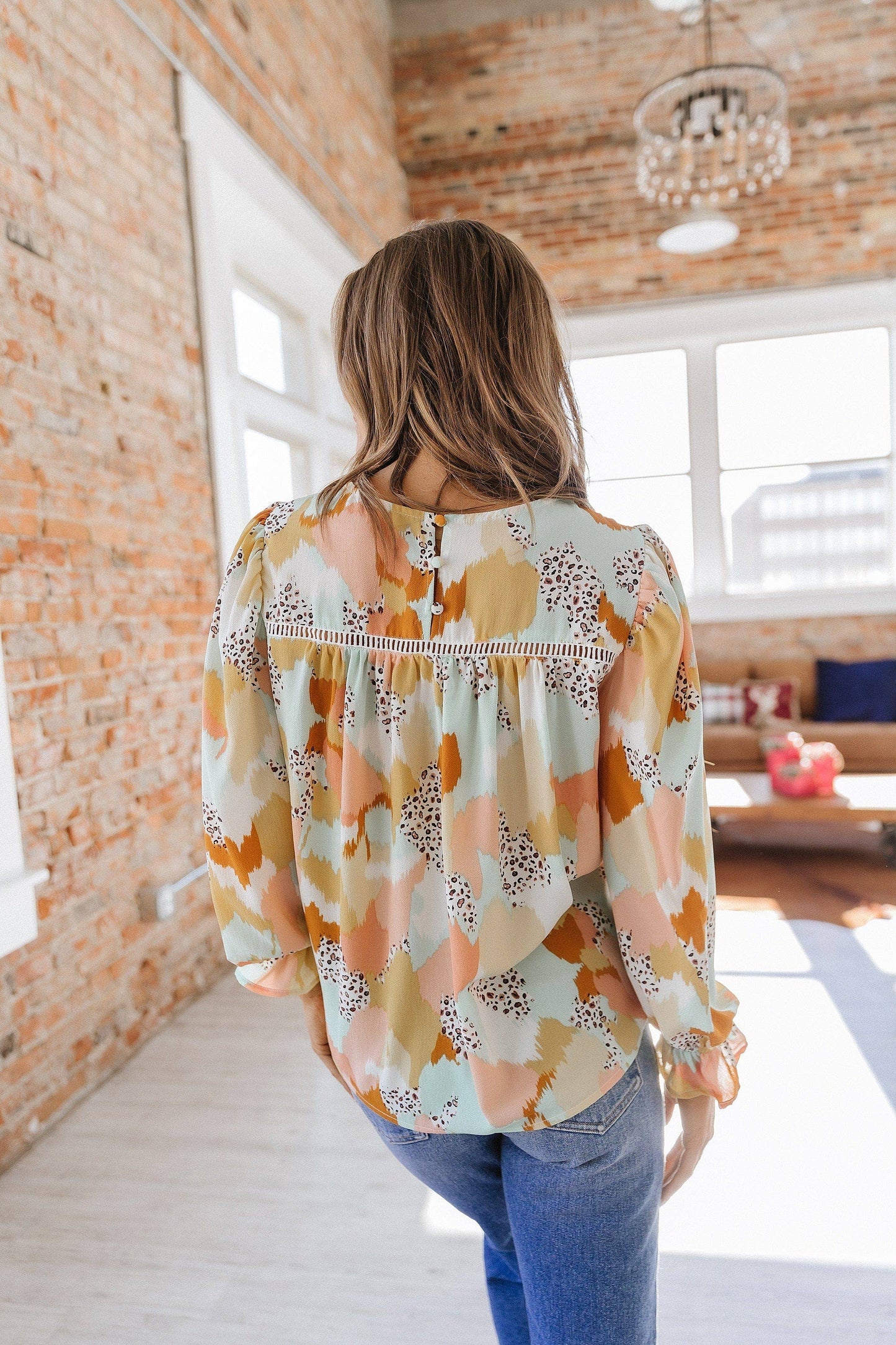 Multicolor Puff Sleeve Blouse