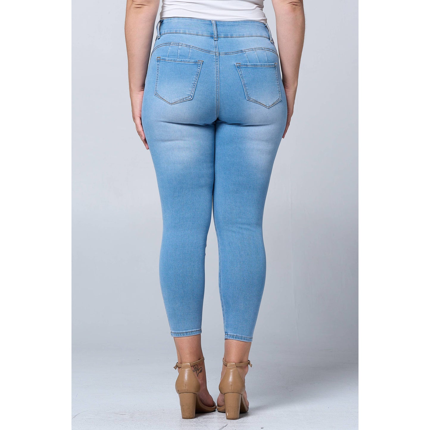 Plus Size Tummy Tuck Butt Lift Skinny Jean - Medium Blue