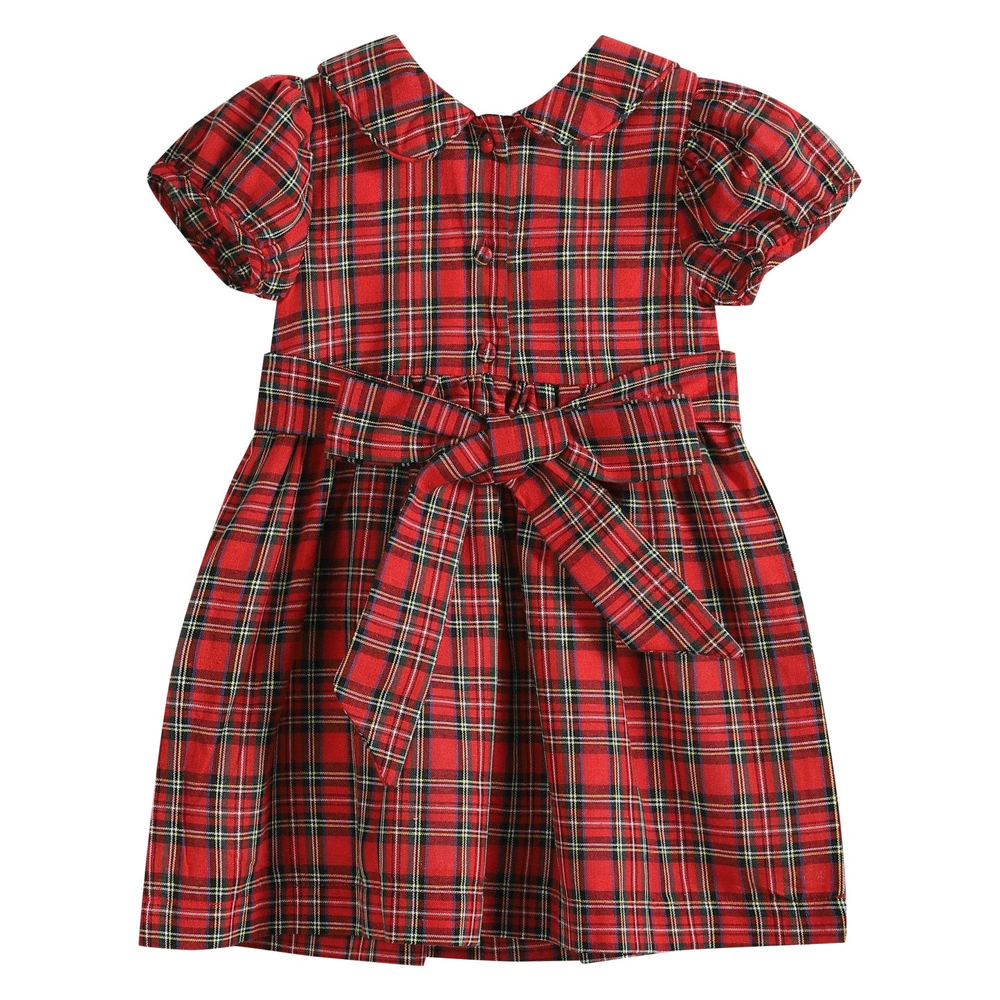 Red Plaid Santa Sleigh Smocked Dress