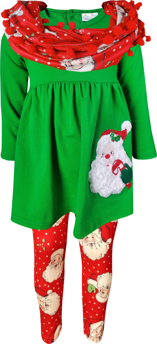 Girls Christmas SANTA Scarf Outfit