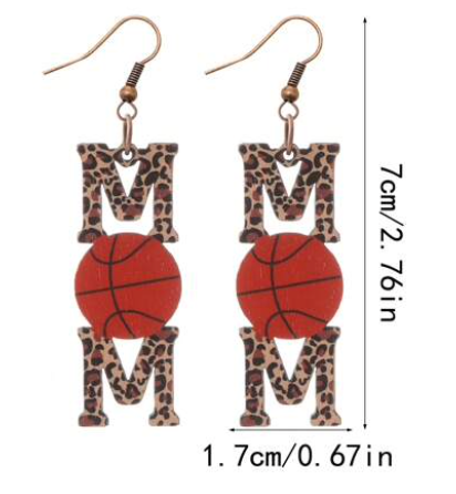 Mom Leopard Basketball Earrings