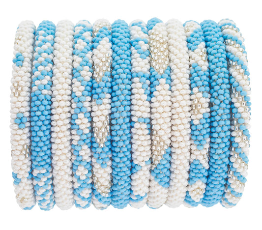 Roll-On® Bracelet Carolina Blue and White