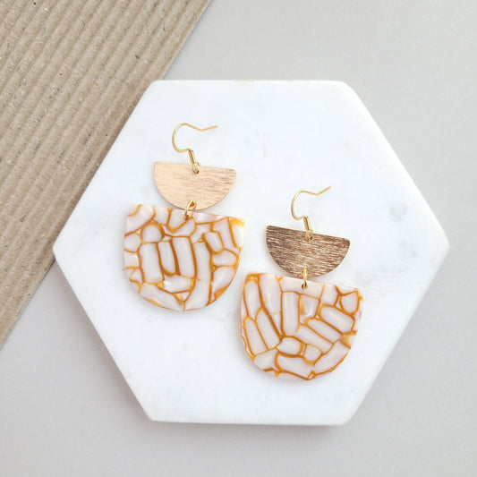 Harper Earrings - Pumpkin Spice / Gold Statement Earring