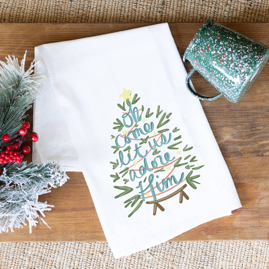 Christmas, Let Us Adore Him, Tea Towel