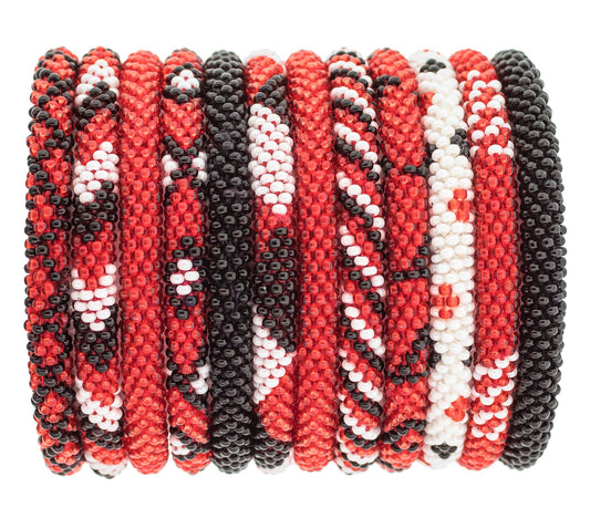 Roll-On® Bracelet Game Day - Red, Black, and White (Tornadoes)